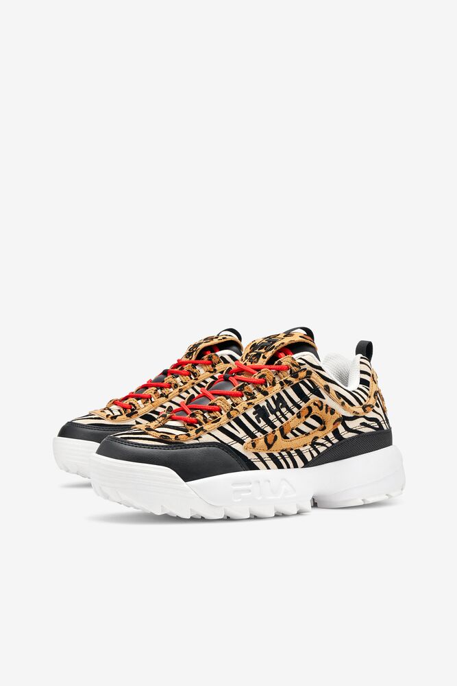 Tenis Fila Disruptor 2 Animal Sneakers Mujer Negras Blancas | 190548ATN