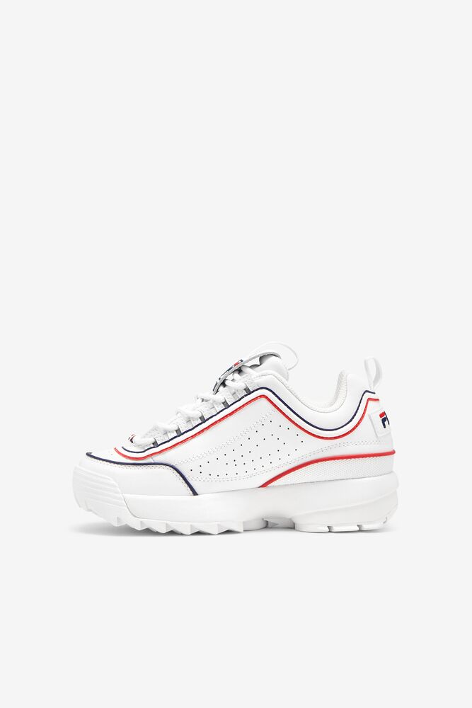 Tenis Fila Disruptor 2 Contrast Piping Sneakers Unisex Blancas Azul Marino Rojas | 805167RDP