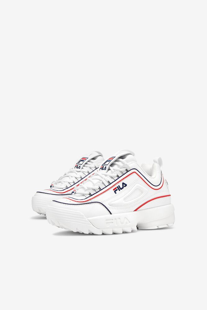 Tenis Fila Disruptor 2 Contrast Piping Sneakers Unisex Blancas Azul Marino Rojas | 805167RDP