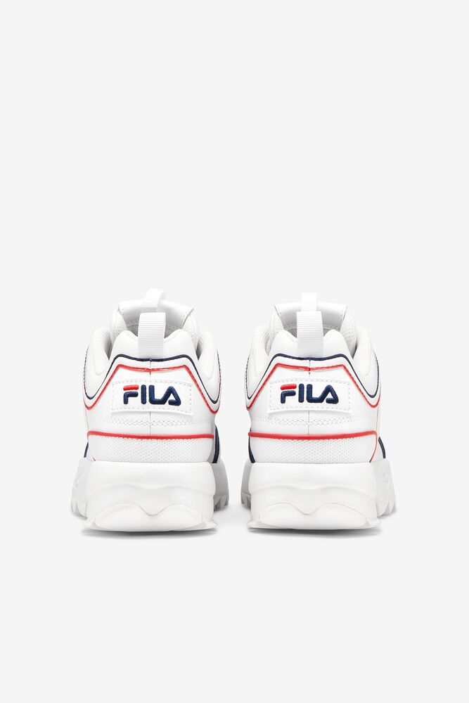 Tenis Fila Disruptor 2 Contrast Piping Sneakers Unisex Blancas Azul Marino Rojas | 805167RDP