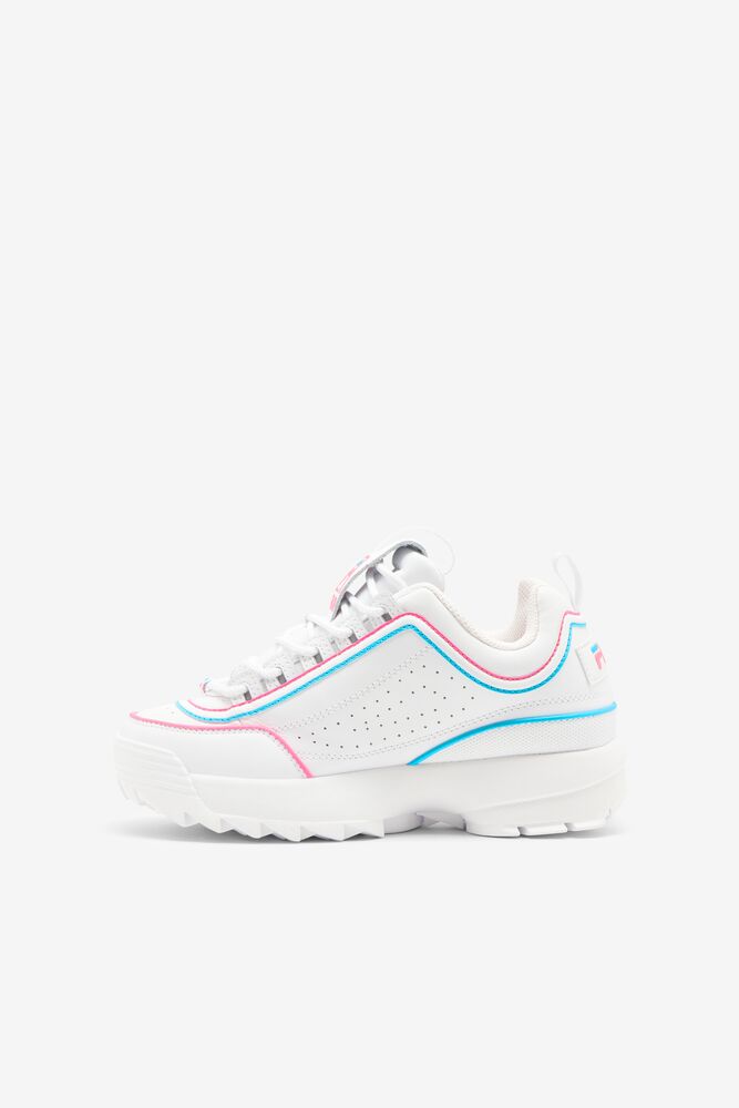 Tenis Fila Disruptor 2 Contrast Piping Sneakers Unisex Blancas Rosas Azules | 741698OXF