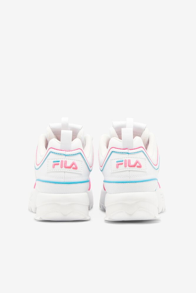 Tenis Fila Disruptor 2 Contrast Piping Sneakers Unisex Blancas Rosas Azules | 741698OXF