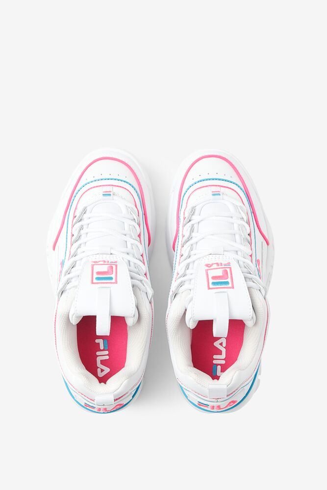 Tenis Fila Disruptor 2 Contrast Piping Sneakers Unisex Blancas Rosas Azules | 045926GHY