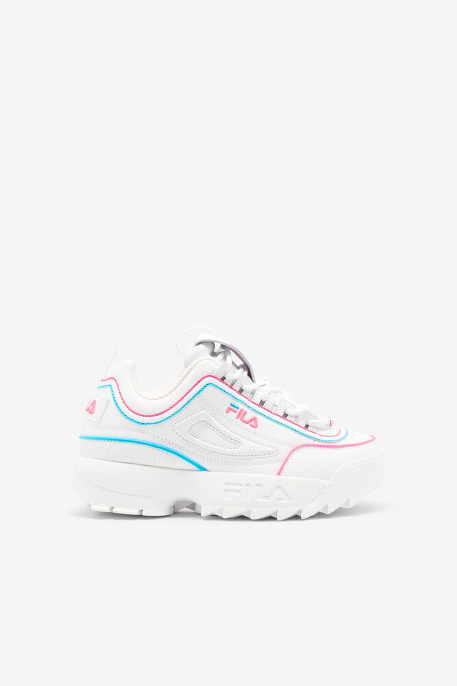 Tenis Fila Disruptor 2 Contrast Piping Sneakers Unisex Blancas Rosas Azules | 045926GHY