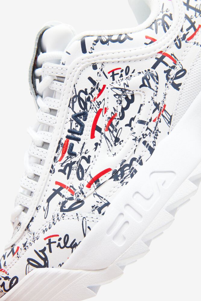 Tenis Fila Disruptor 2 Graffiti Sneakers Mujer Blancas Azul Marino Rojas | 493867FSW