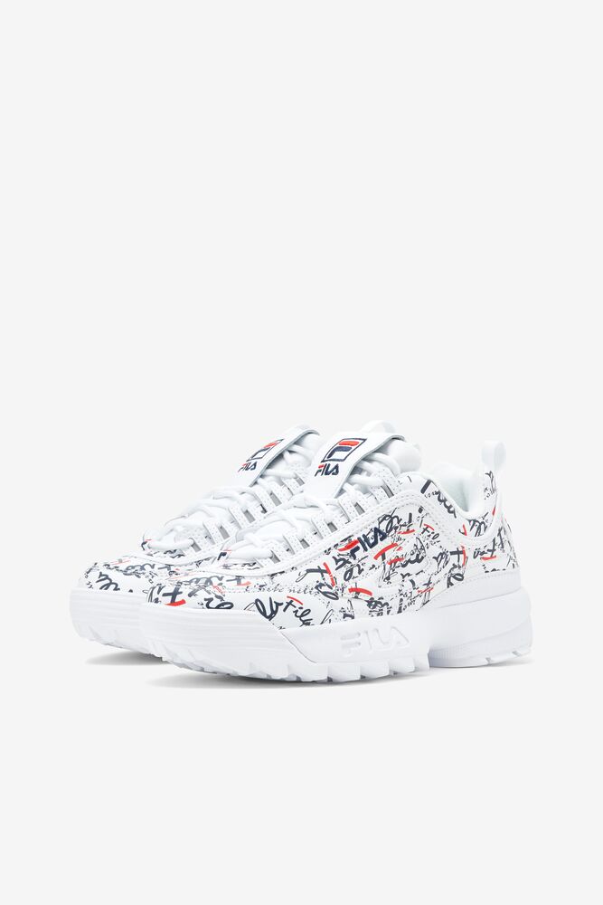 Tenis Fila Disruptor 2 Graffiti Sneakers Mujer Blancas Azul Marino Rojas | 493867FSW