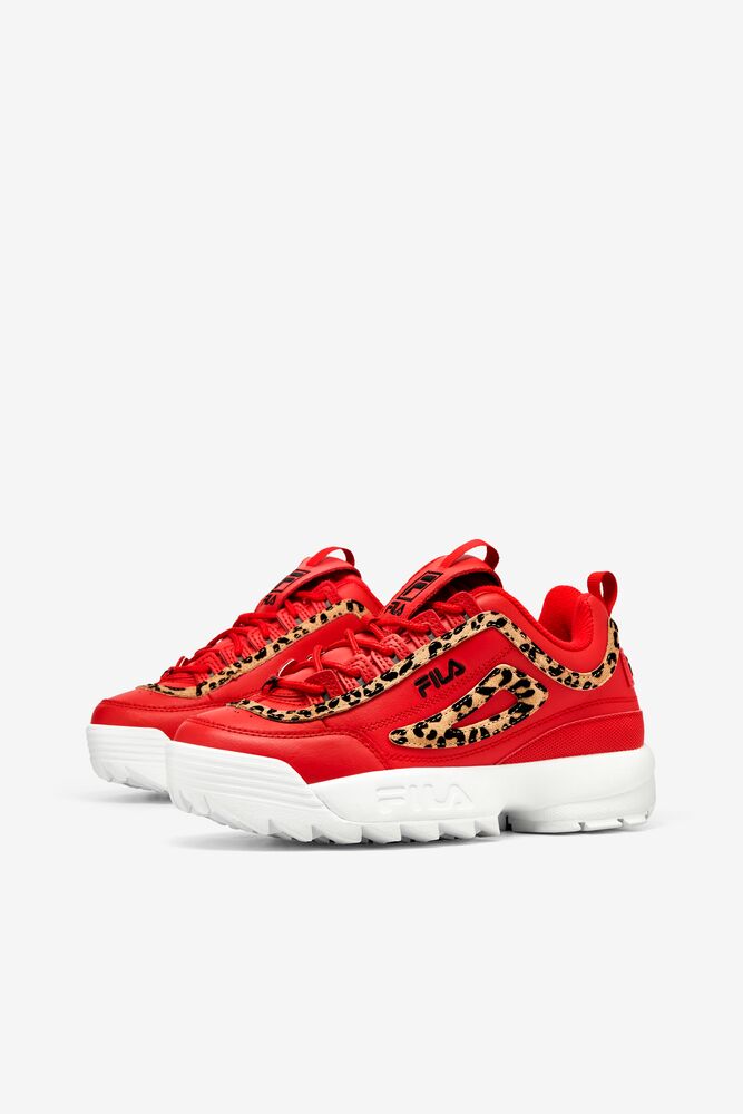 Tenis Fila Disruptor 2 Leopard Sneakers Mujer Rojas Negras Blancas | 387926KIZ