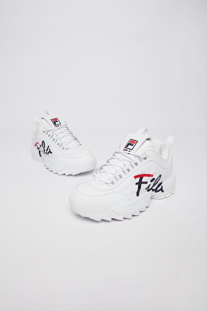 Tenis Fila Disruptor 2 Script Sneakers Mujer Wht/Fnvy/Fred | 986243ZEG