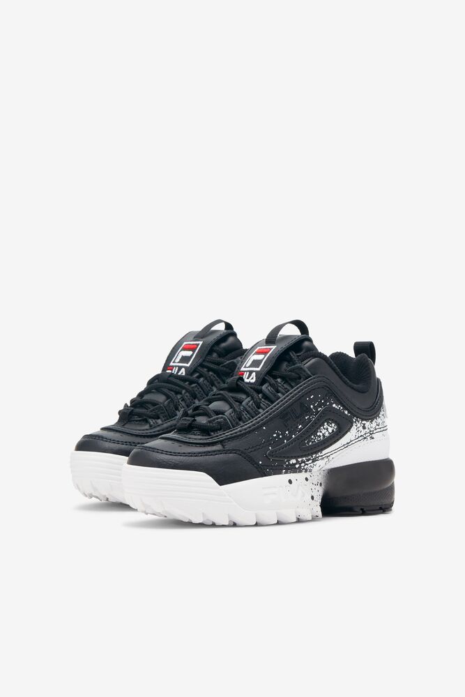 Tenis Fila Disruptor 2 Splatter Sneakers Unisex Negras Negras Blancas | 741802ZRP