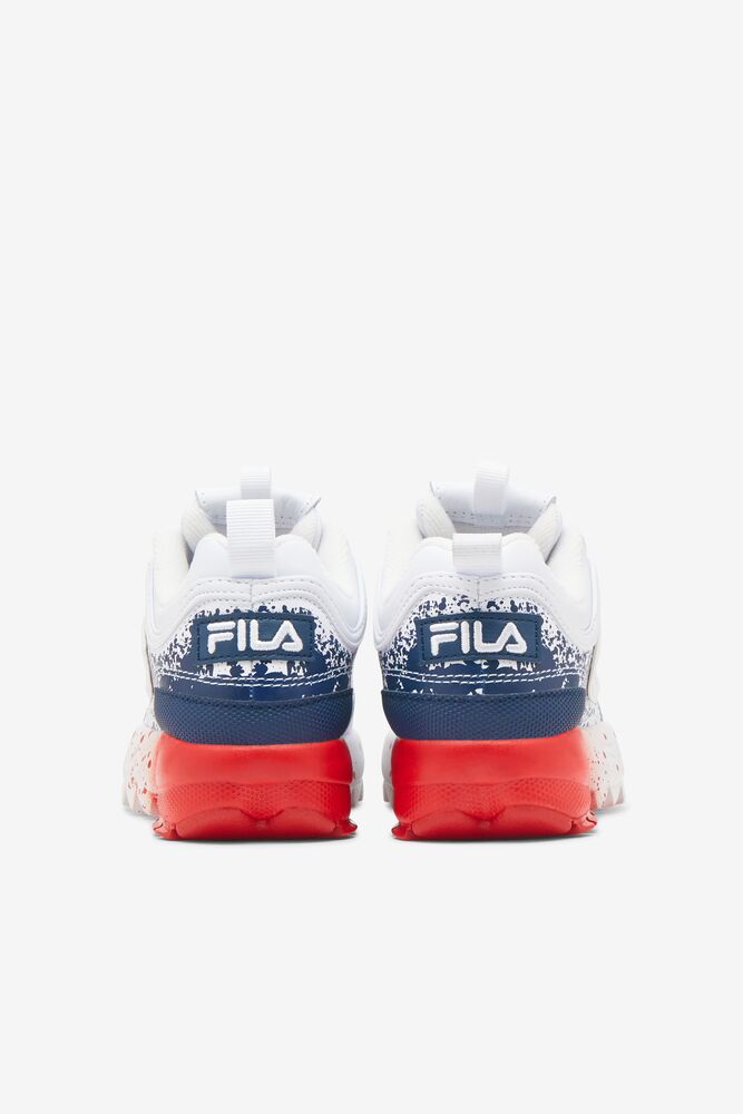 Tenis Fila Disruptor 2 Splatter Sneakers Unisex Blancas Azul Marino Rojas | 601732EKN