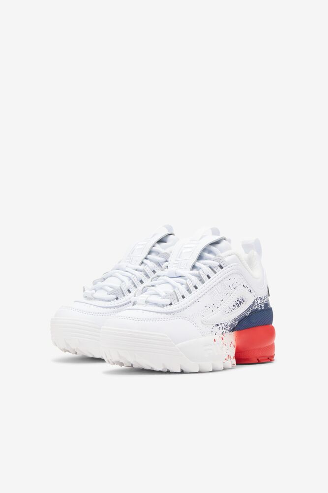 Tenis Fila Disruptor 2 Splatter Sneakers Unisex Blancas Azul Marino Rojas | 601732EKN