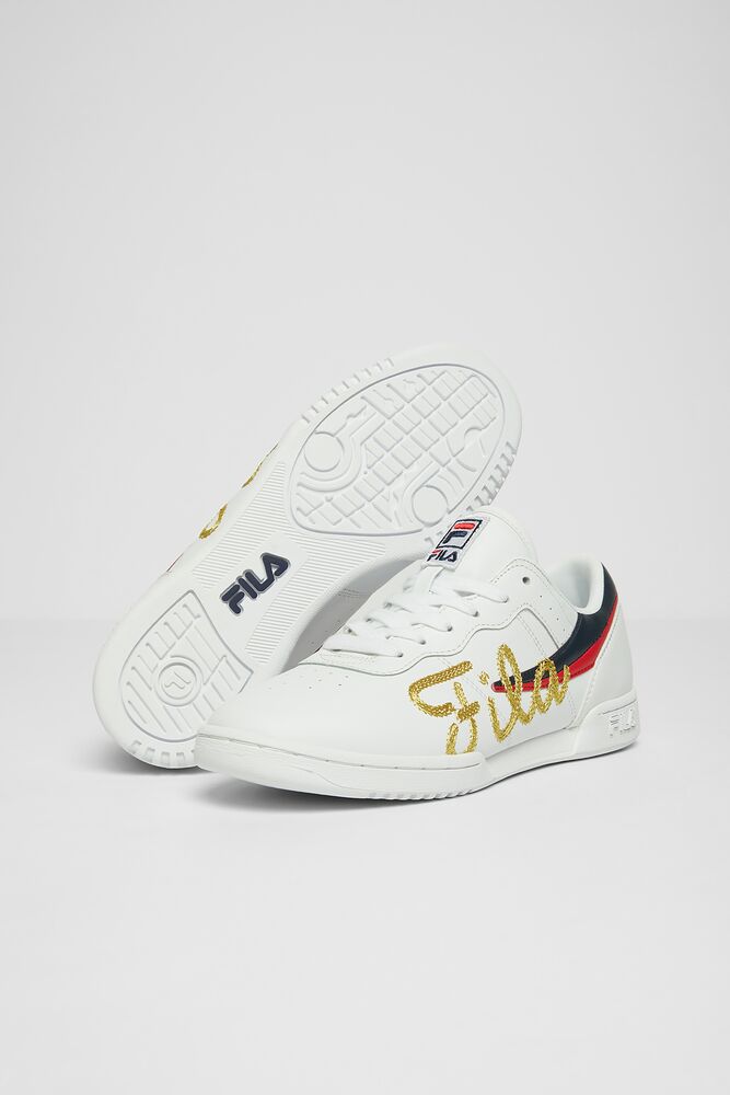 Tenis Fila Original Fitness Signature 2 Sneakers Mujer Wht/Fnvy/Fred | 032615BVU