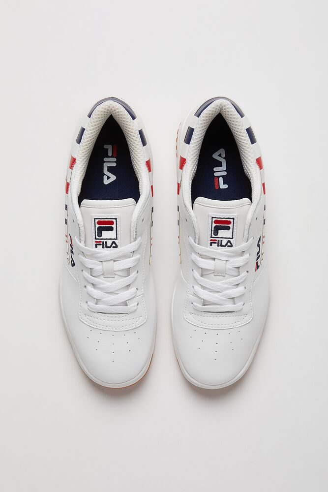 Tenis Fila Original Fitness Stripe Sneakers Hombre Wht/Fnvy/Fred | 076249ZRL