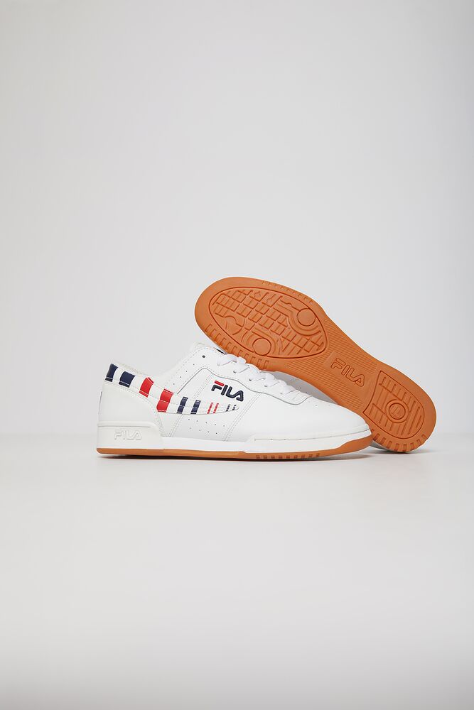 Tenis Fila Original Fitness Stripe Sneakers Hombre Wht/Fnvy/Fred | 076249ZRL