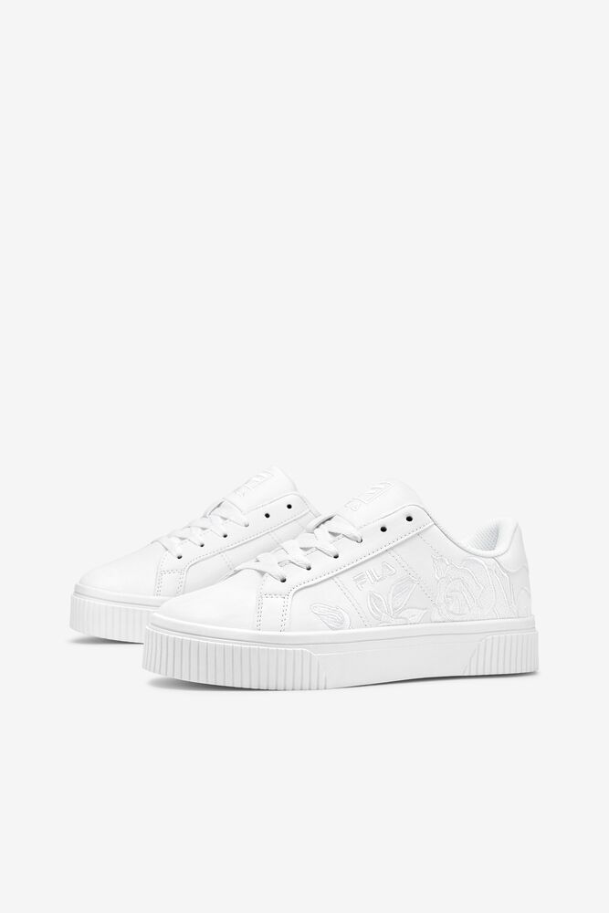 Tenis Fila Panache Embroidery Sneakers Mujer Blancas Blancas Blancas | 751843DJY