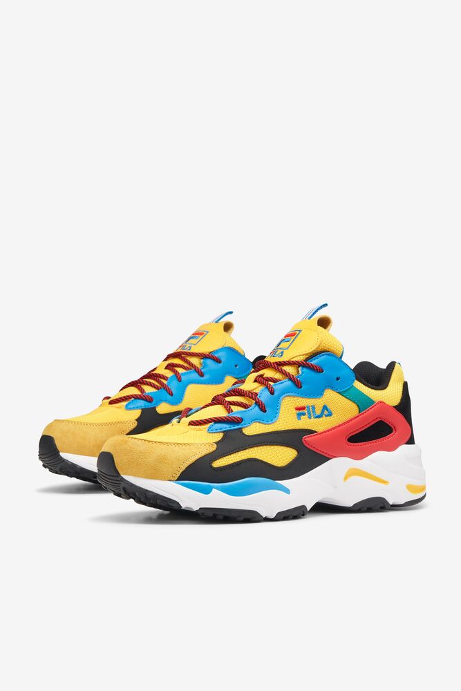 Tenis Fila Ray Tracer Festival Sneakers Hombre Amarillo Negras Azules | 346287CTX