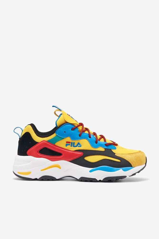 Tenis Fila Ray Tracer Festival Sneakers Hombre Amarillo Negras Azules | 346287CTX