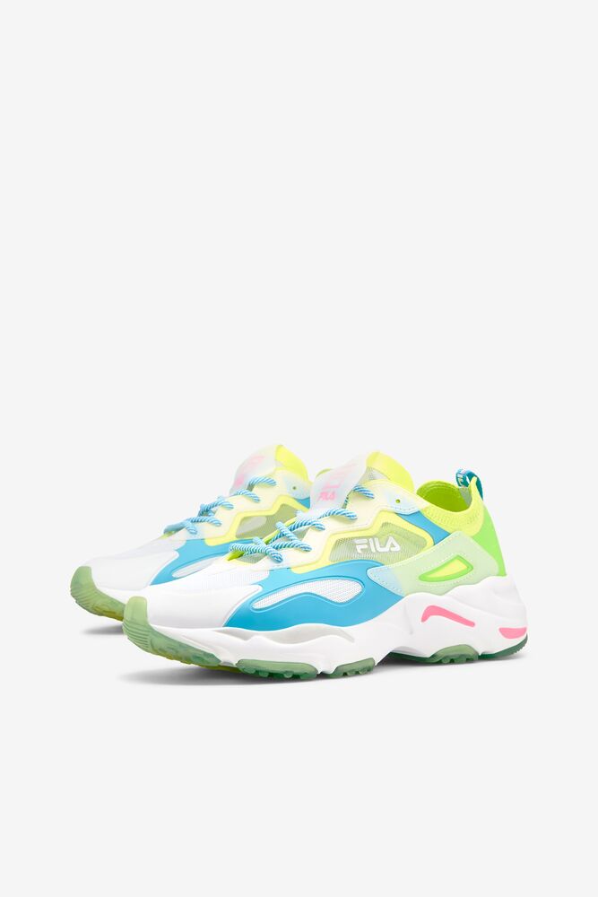 Tenis Fila Ray Tracer Lite Sneakers Mujer Amarillo Verde Azules | 672504DSV