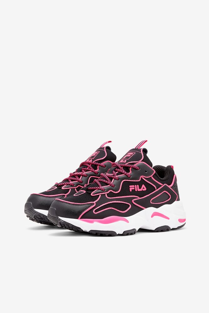 Tenis Fila Ray Tracer Neon Sneakers Mujer Blk/Pglo/Wht | 518927LAN