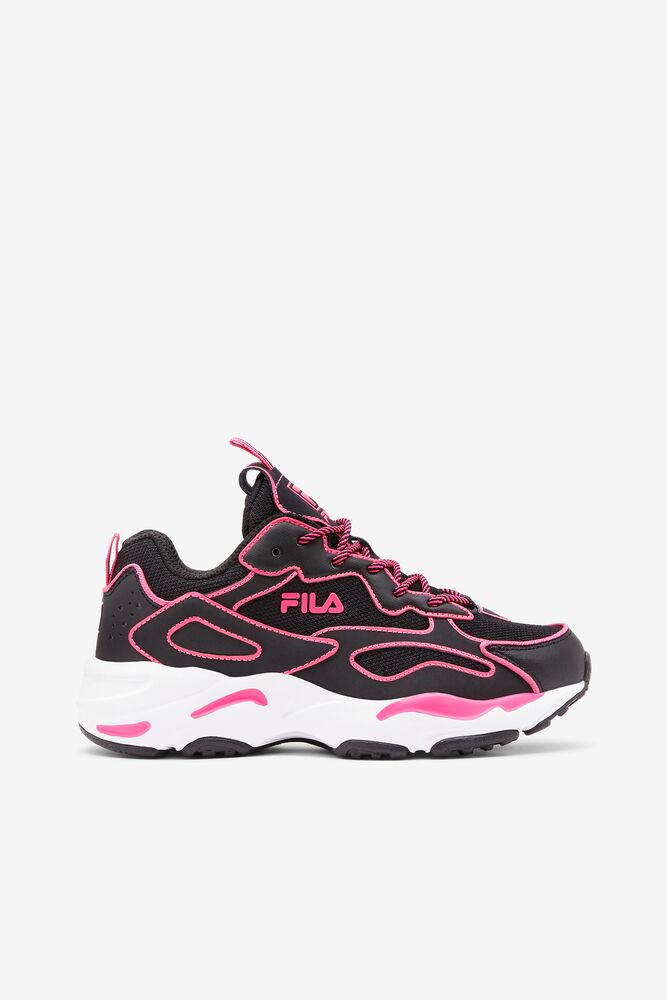 Tenis Fila Ray Tracer Neon Sneakers Mujer Blk/Pglo/Wht | 518927LAN