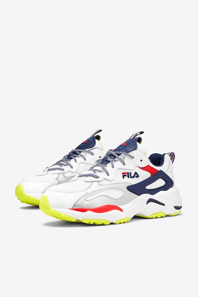 Tenis Fila Ray Tracer Sneakers Hombre Blancas Azul Marino Rojas | 298647HVA