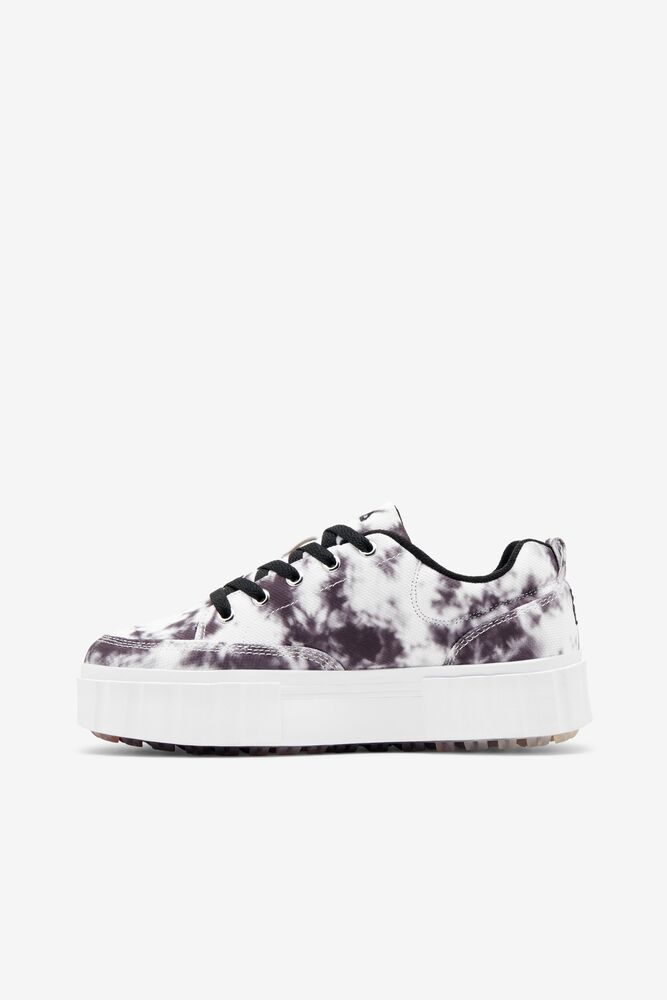 Tenis Fila Sandblast Low Dark Tie Dye Sneakers Mujer Negras Blancas | 379051VHK