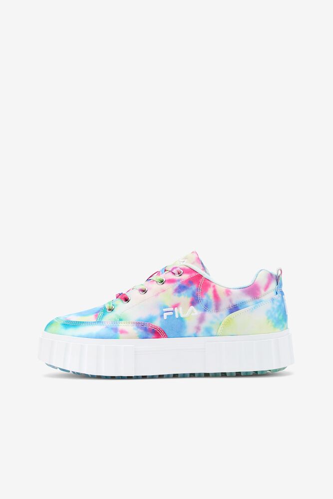 Tenis Fila Sandblast Low Mottled Tie Dye Sneakers Mujer Verde Azules Blancas | 135270OGA