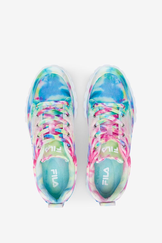 Tenis Fila Sandblast Low Mottled Tie Dye Sneakers Mujer Verde Azules Blancas | 135270OGA