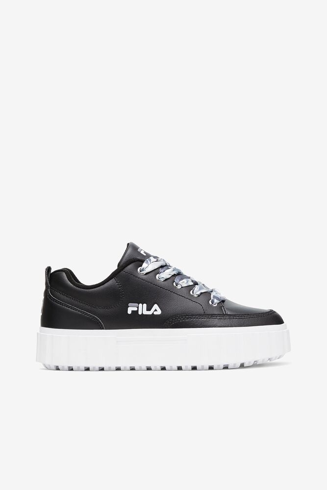 Tenis Fila Sandblast Low Satin Lace Sneakers Mujer Negras Blancas | 245601KWE