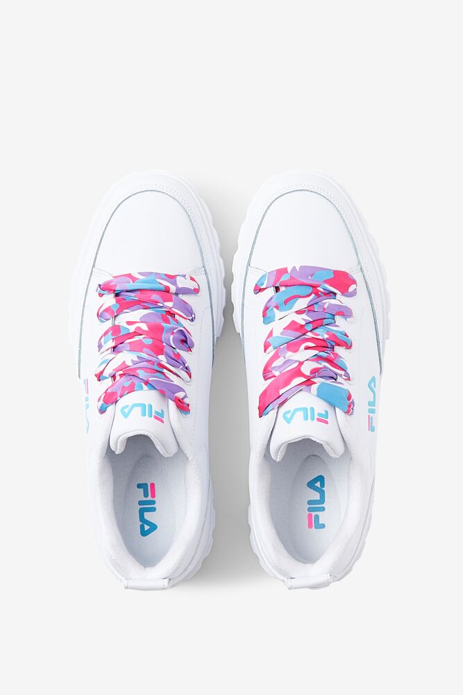 Tenis Fila Sandblast Low Satin Lace Sneakers Mujer Blancas Azules Plateadas | 482730UPG