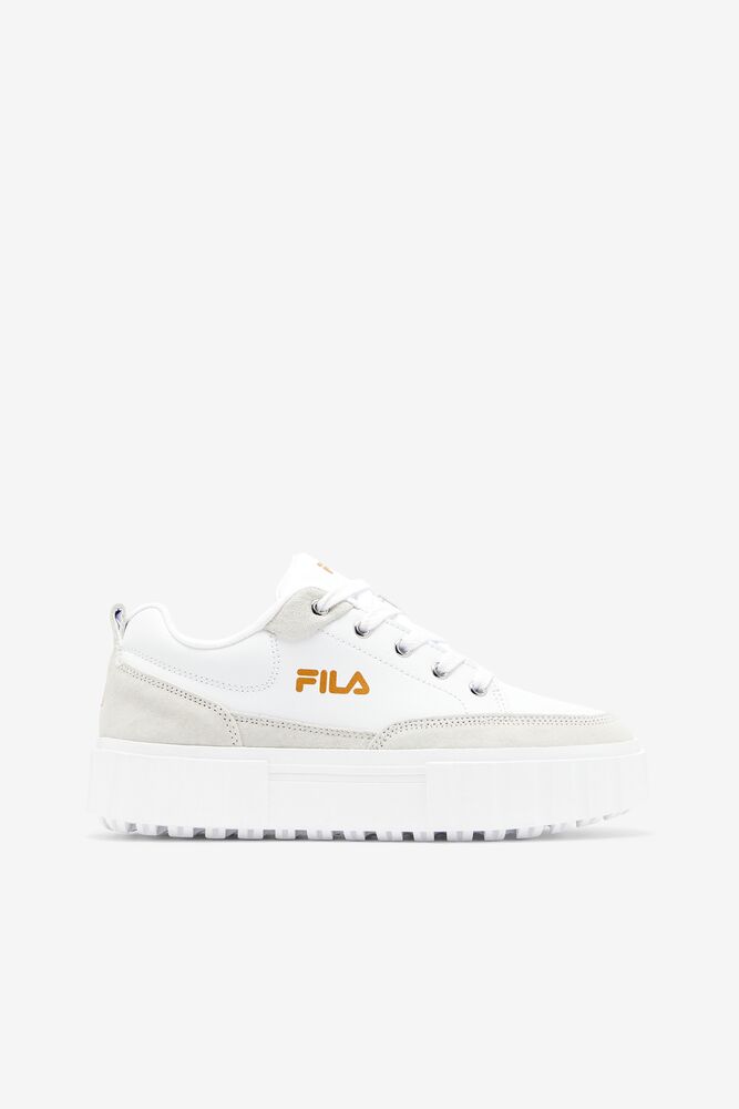 Tenis Fila Sandblast Low Sneakers Mujer Blancas Blancas Doradas | 829305SOF