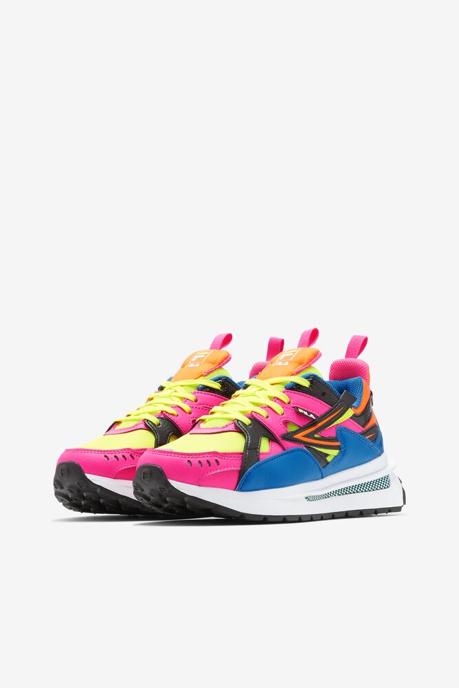 Tenis Fila Sandenal Sneakers Mujer Amarillo Rosas Azules | 207915OBA