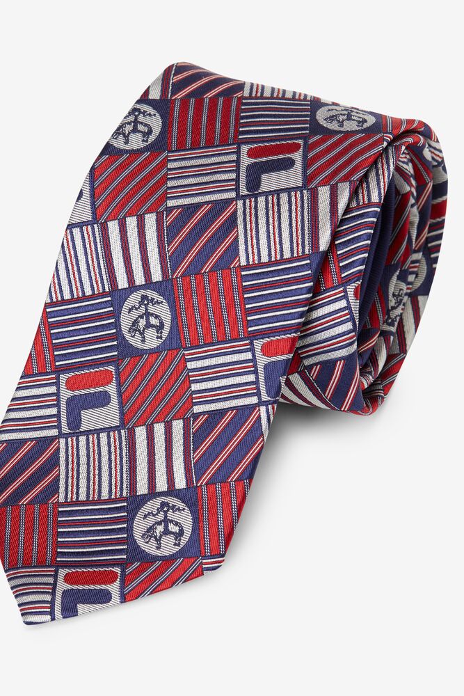 Tie Fila Brooks Brothers X Fila Pro Patchwork Tie Unisex Rojas | 762415OUJ