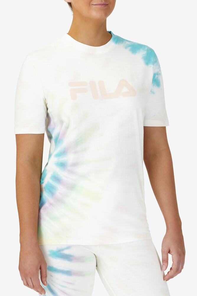 Tops Fila Alivia Tie Dye Tee Mujer Creme | 106572ZIQ