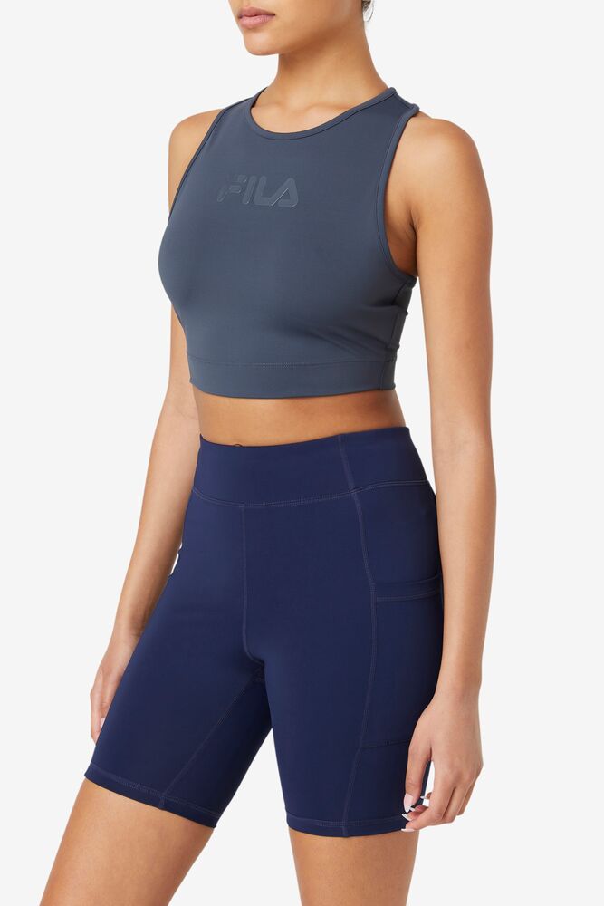 Tops Fila Alva Crop Top Mujer 096 India Ink | 571392UBQ