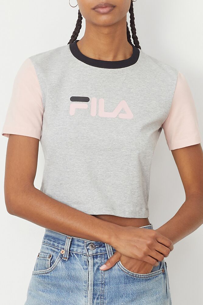 Tops Fila Anna Crop Tee Mujer Lgrym/Pskn/Blk | 701926SHD