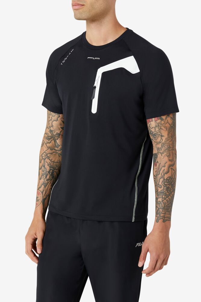 Tops Fila Arcturus Tee Hombre Negras Blancas | 840975KEI