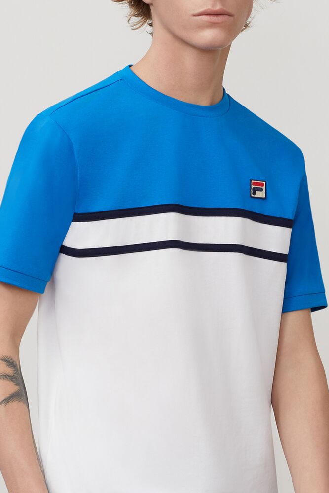 Tops Fila Baldi Tee Hombre Drblu/Peac/Wht | 165920ALU