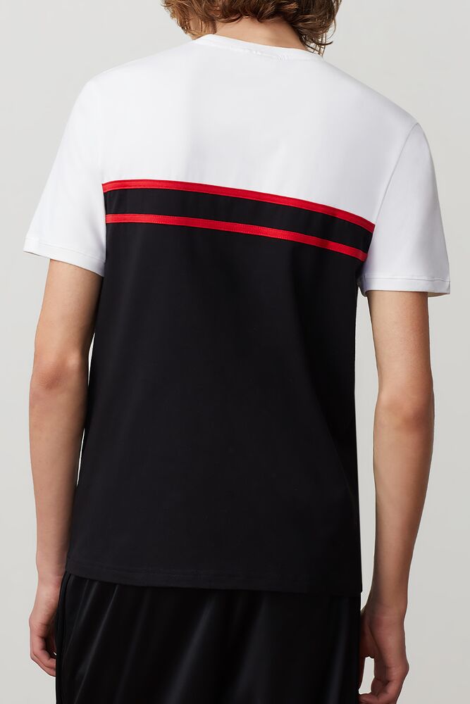 Tops Fila Baldi Tee Hombre Wht/Blk/Cred | 052468JXB