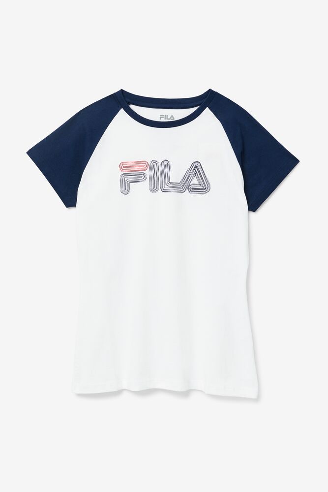 Tops Fila Baseball Tee Mujer Blancas | 159627KAY