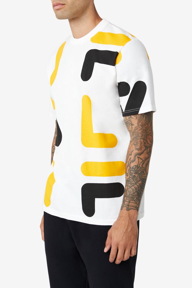 Tops Fila Bennet Tee Hombre Blancas Amarillo Negras | 395176DQF