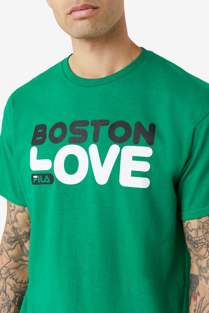 Tops Fila Boston Love Tee Hombre Ferngreen | 385429RDJ