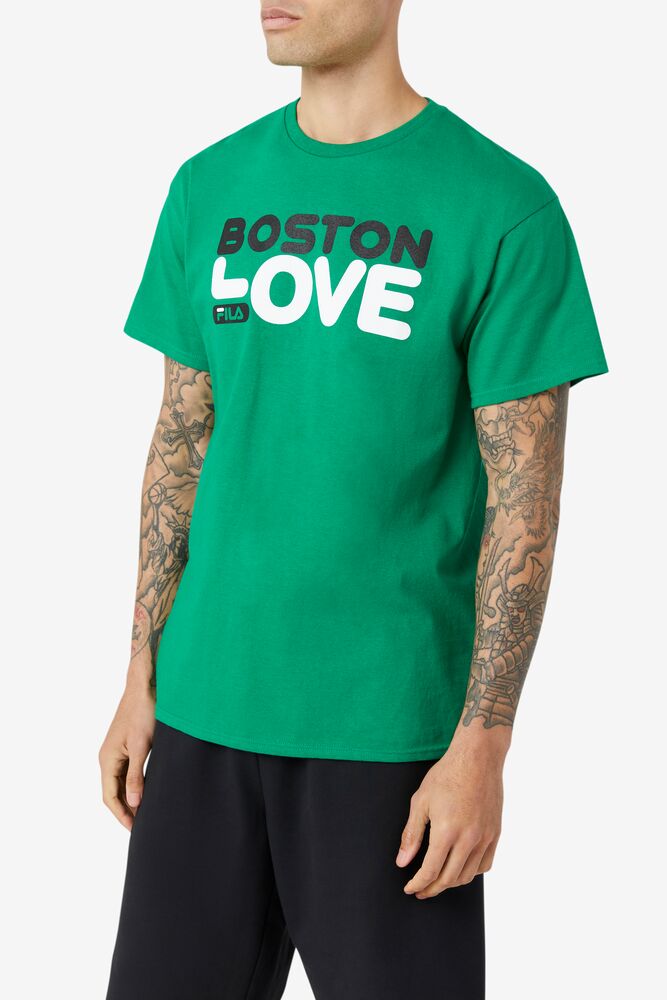 Tops Fila Boston Love Tee Hombre Ferngreen | 385429RDJ