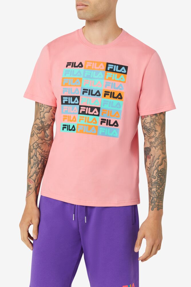 Tops Fila Broden Tee Hombre 687 Bubble Gum | 467582IZE