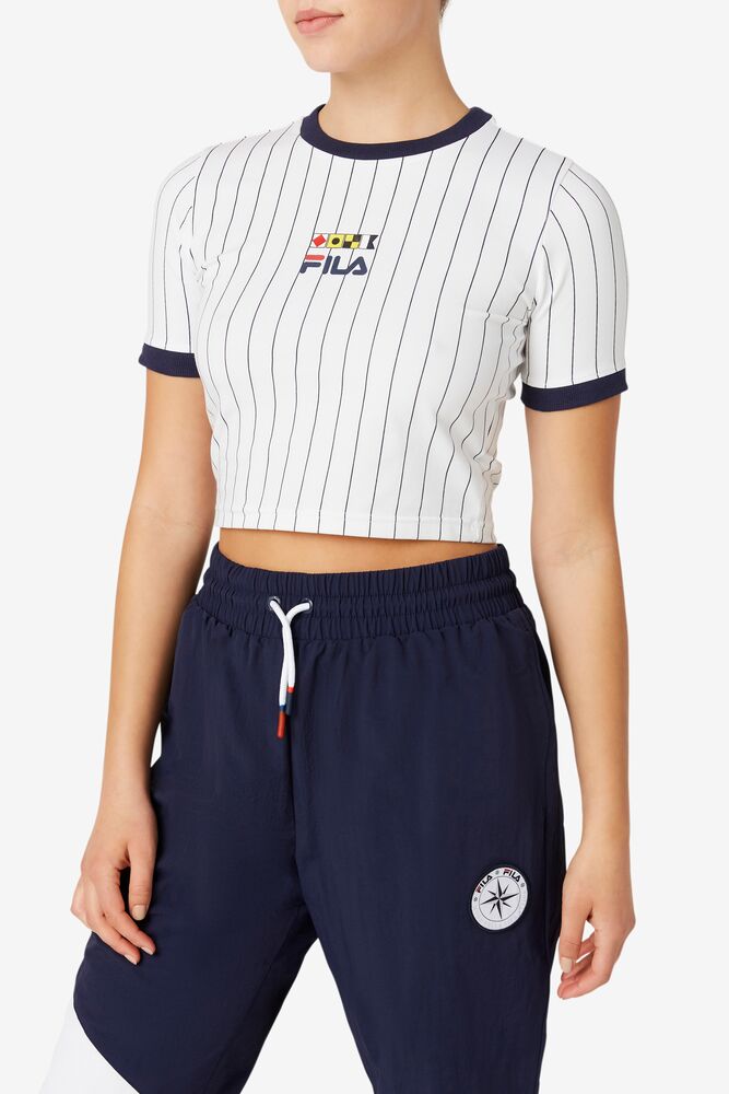 Tops Fila Carola Cropped Ringer Tee Mujer Blancas | 765814MKG