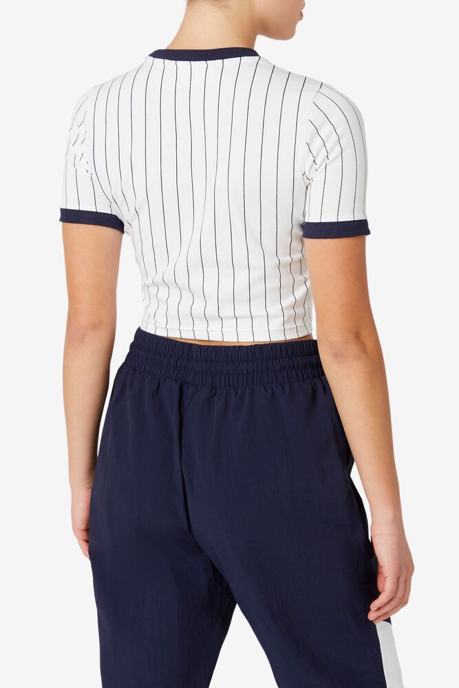 Tops Fila Carola Cropped Ringer Tee Mujer Blancas | 765814MKG