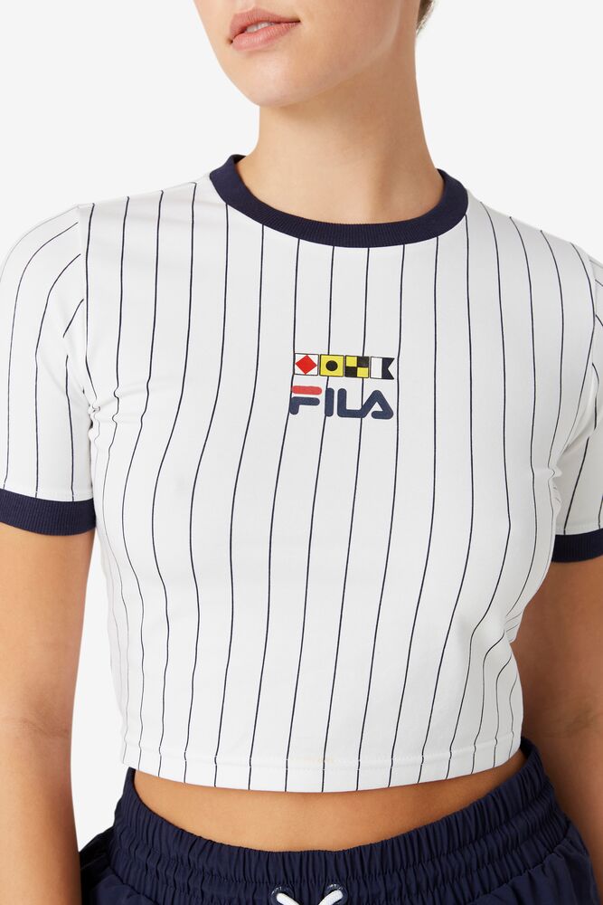 Tops Fila Carola Cropped Ringer Tee Mujer Blancas | 765814MKG