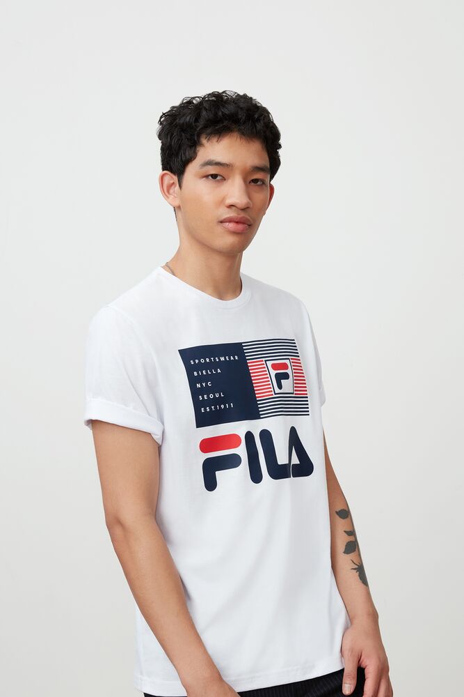 Tops Fila Celso Graphic Tee Hombre Blancas | 741396AWF