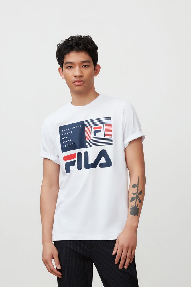 Tops Fila Celso Graphic Tee Hombre Blancas | 741396AWF