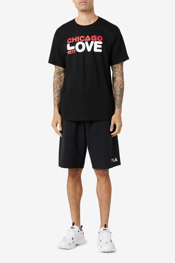 Tops Fila Chicago Love Tee Hombre Negras | 869452KCJ